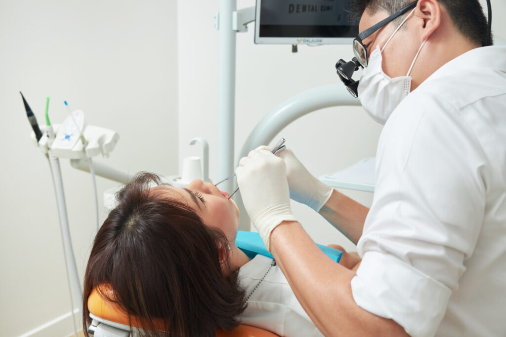 female patient having dental treatment